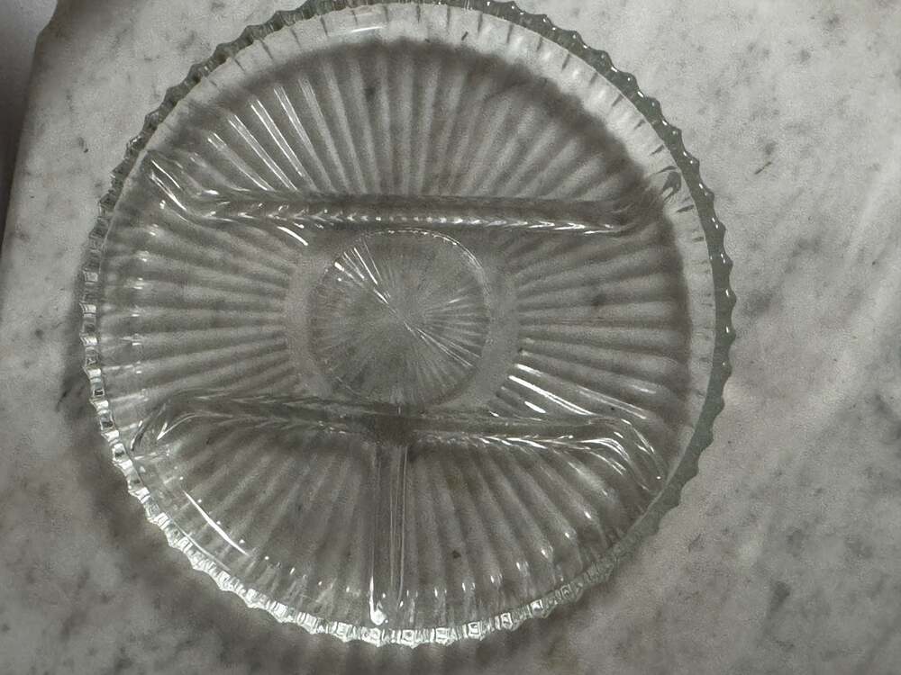 Vintage Clear Depression Glass Divided Relish Dish - Israel